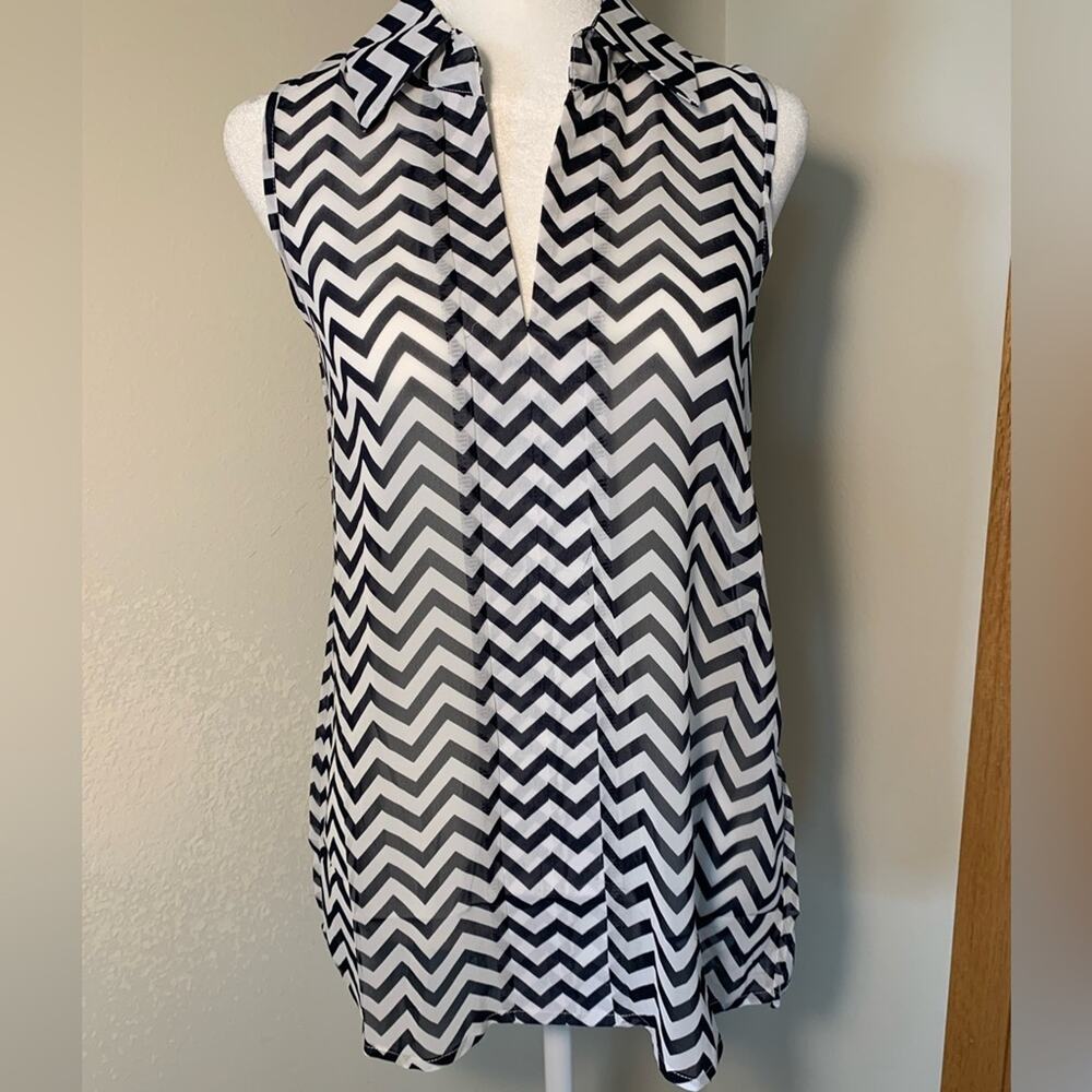 PINK OWL SHEER CHEVRON BLOUSE Size S